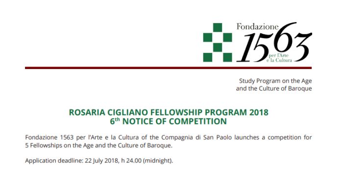Rosaria Cigliano Fellowship Competition on the Age and the Culture of Baroque