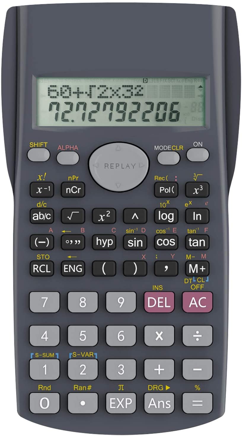 Helect 2-Line Engineering Scientific Calculator, Suitable for School and Business, Black