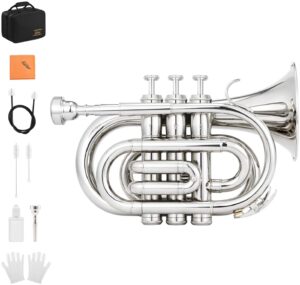 Eastar Pocket Trumpet B Flat Brass Bb Pocket Trumpet with Valve Oil