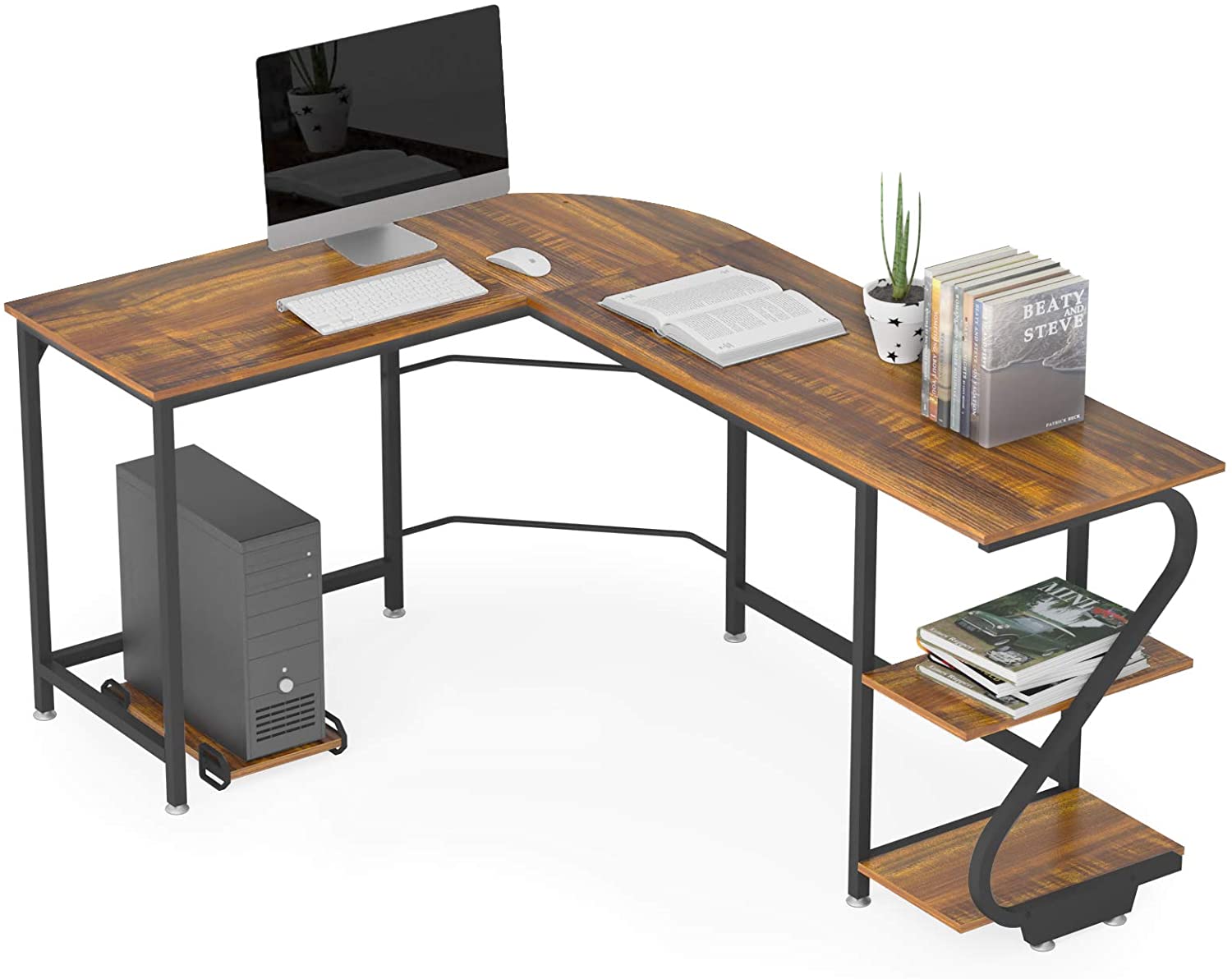 Weehom Reversible L Shaped Desk With Shelves