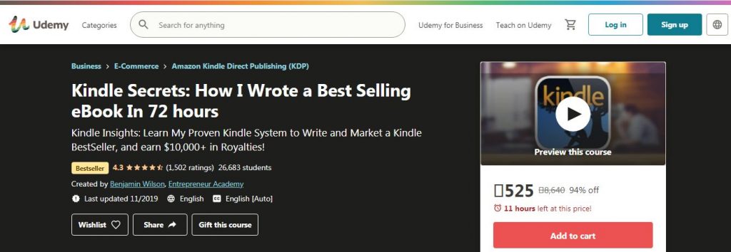 Kindle Secrets: How I Wrote a Best Selling eBook In 72 hours