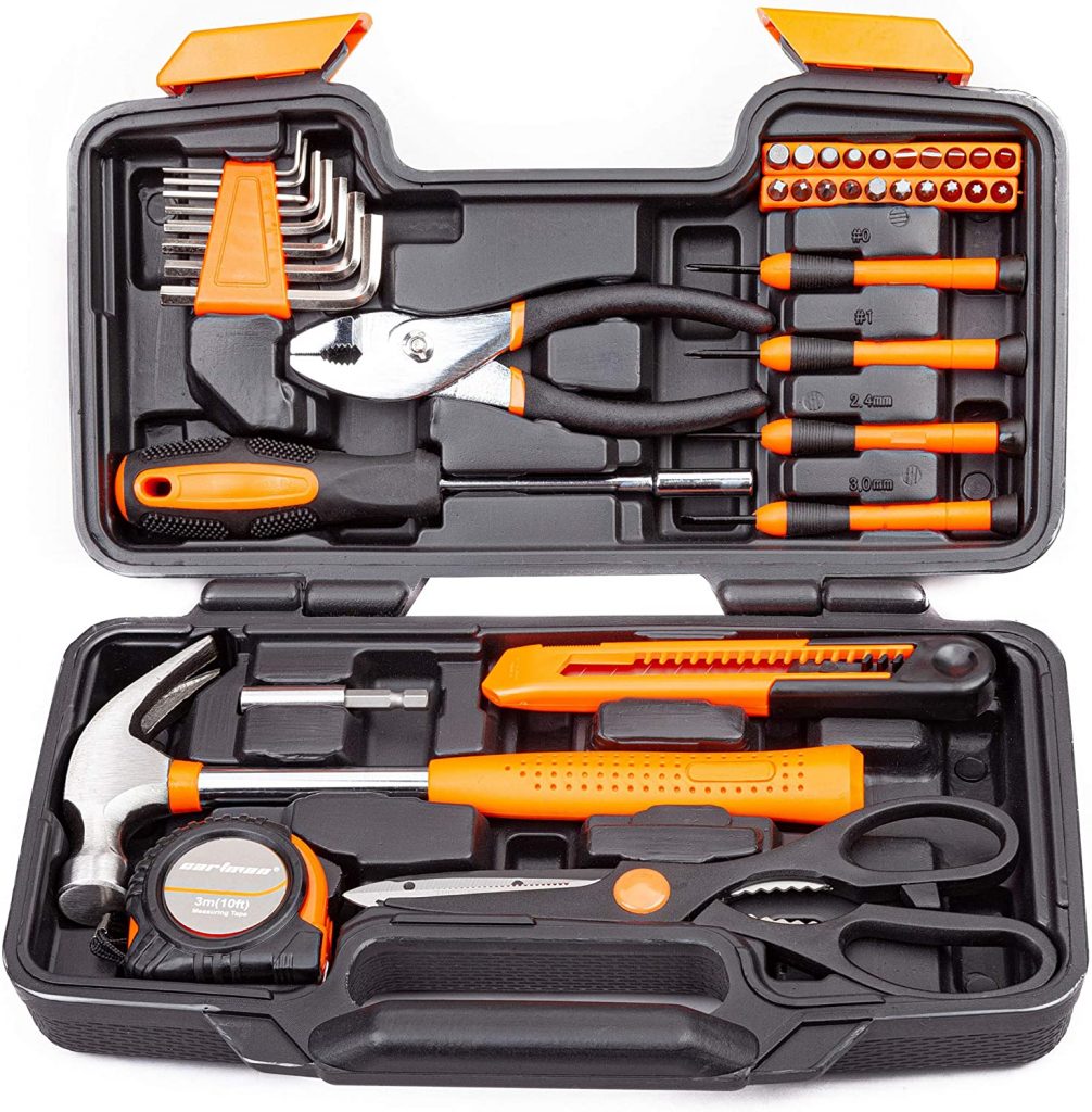 Cartman Orange 39-piece Tool Set with Plastic Toolbox Storage Case
