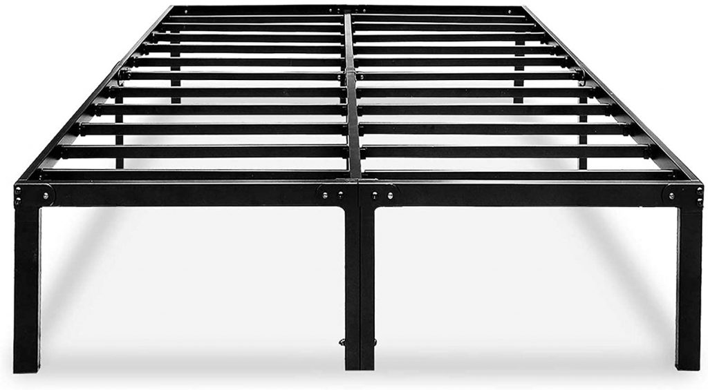 Metal Platform Bed for Dorm Room Essential with 14-inch Measurement and Black Painted Structure