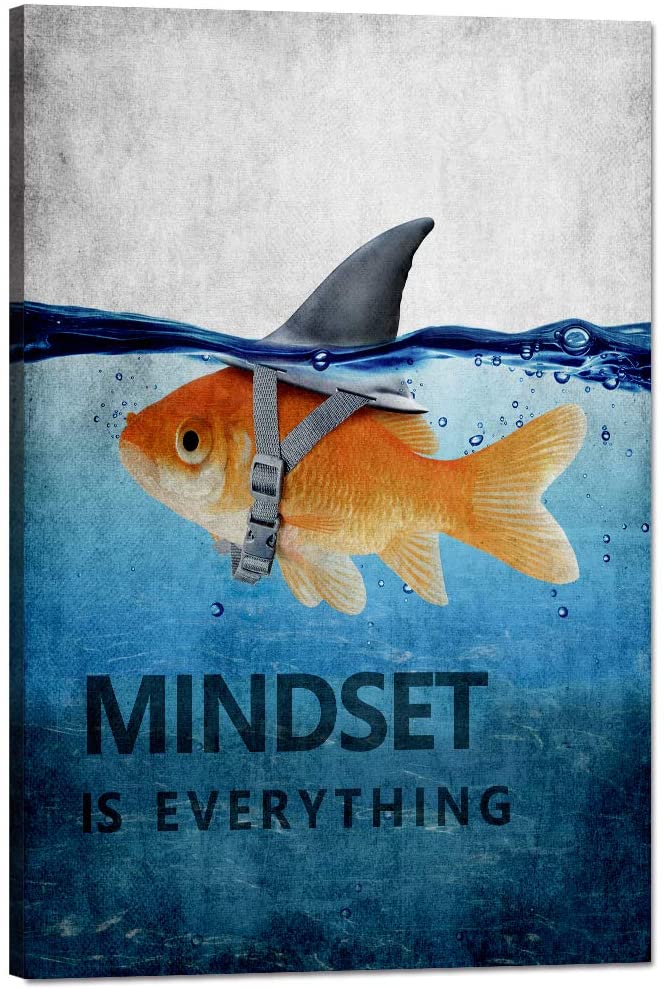 Modern Mindset is Everything Inspirational Wall Art Goldfish Motivational Posters