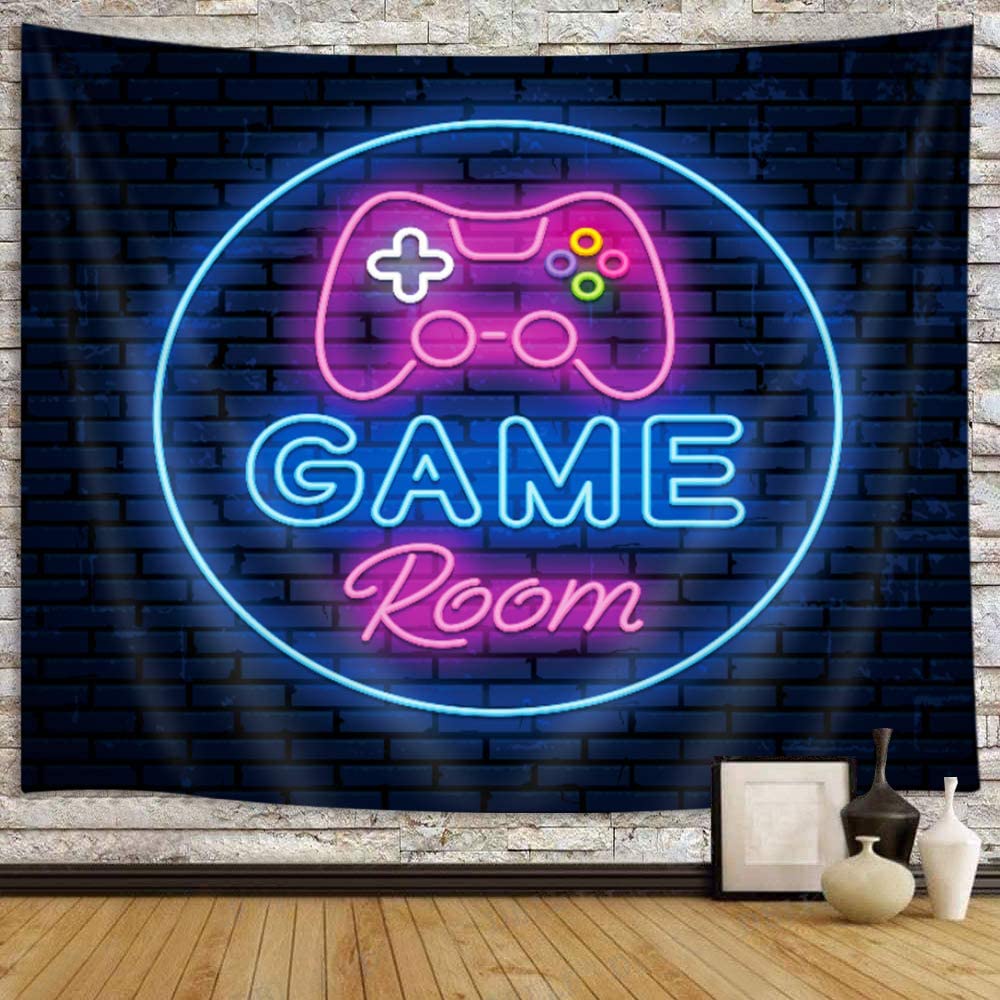 Neon Gaming Tapestry Wall Hanging for Boy’s Dorm Room with Gaming Feels