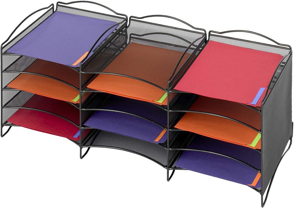 Safco Onyx Mesh Organizer with 12 Compartments