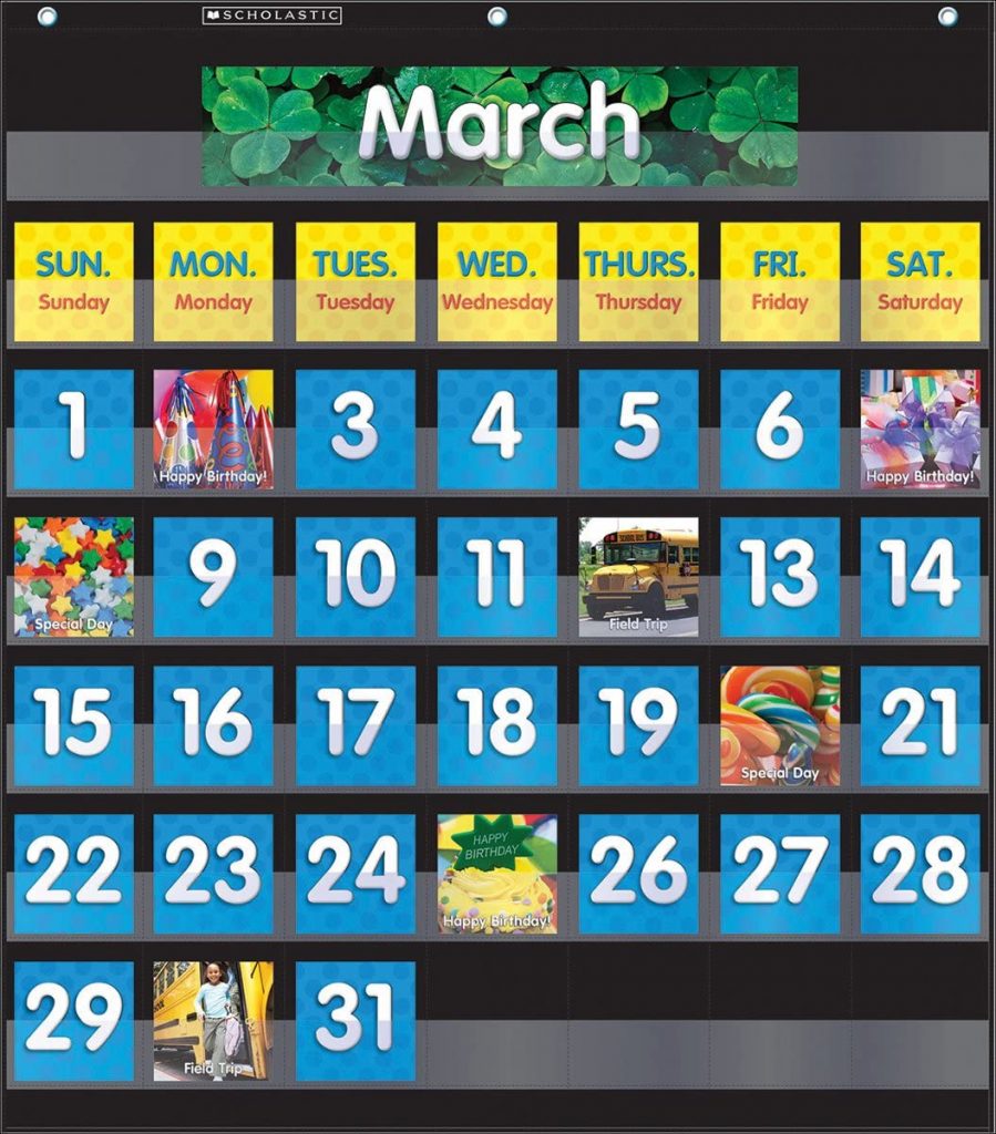 Scholastic Pocket Monthly Calendar for Classroom