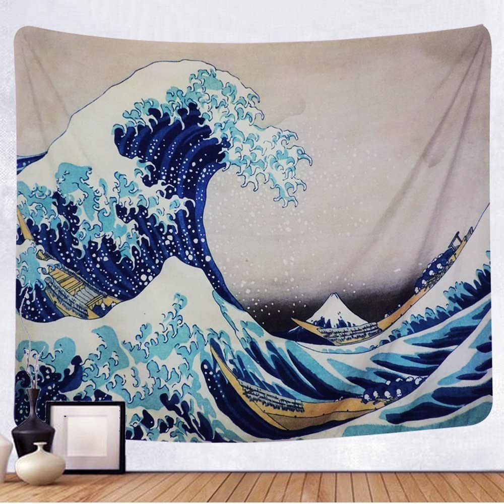 Tenaly Tapestry Wall Hanging with Seashore Wave Artwork