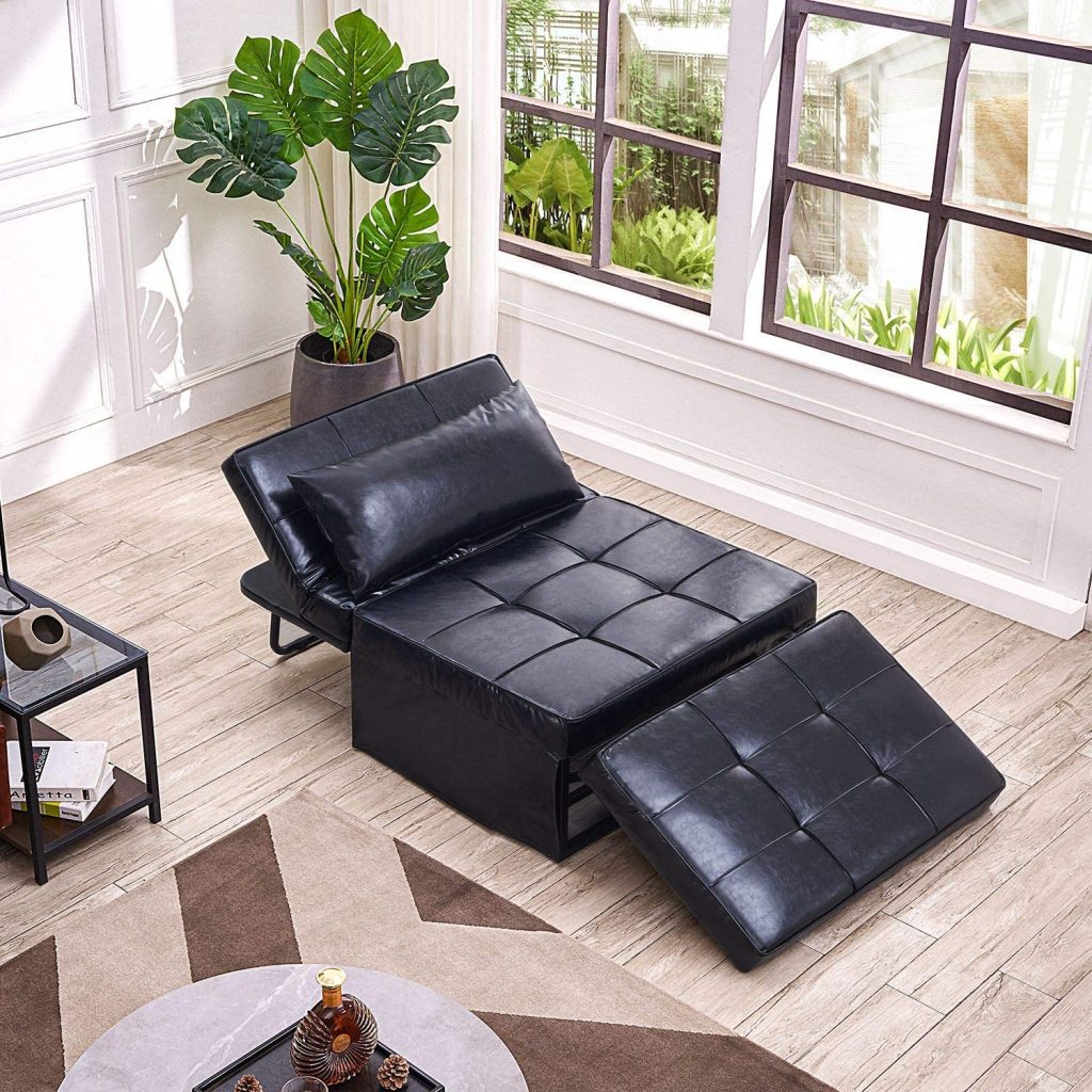 Vonanda Leather Ottoman Sofa Bed for a Dorm with Durability and Comfort Mattress