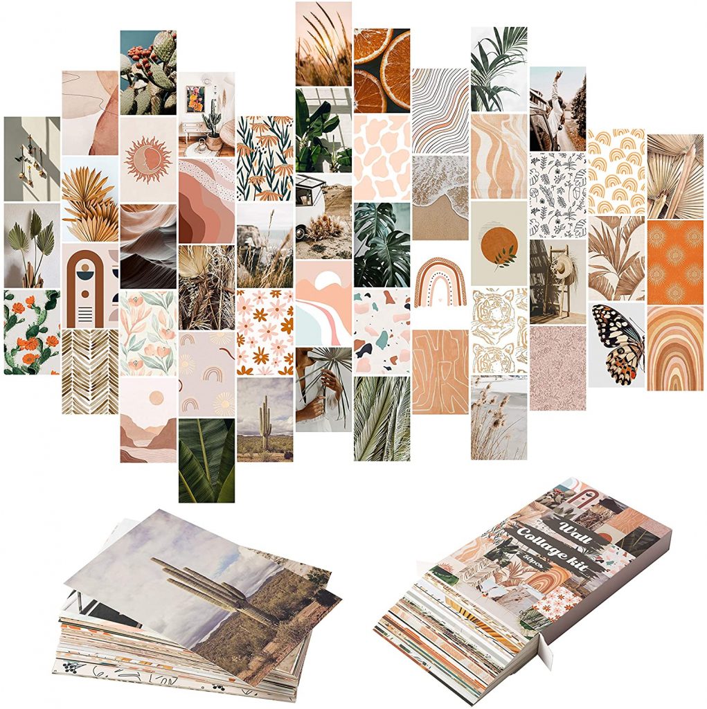 YINGENIVA 50PCS Boho pictures with Peach Teal Photos for Dorm Decor