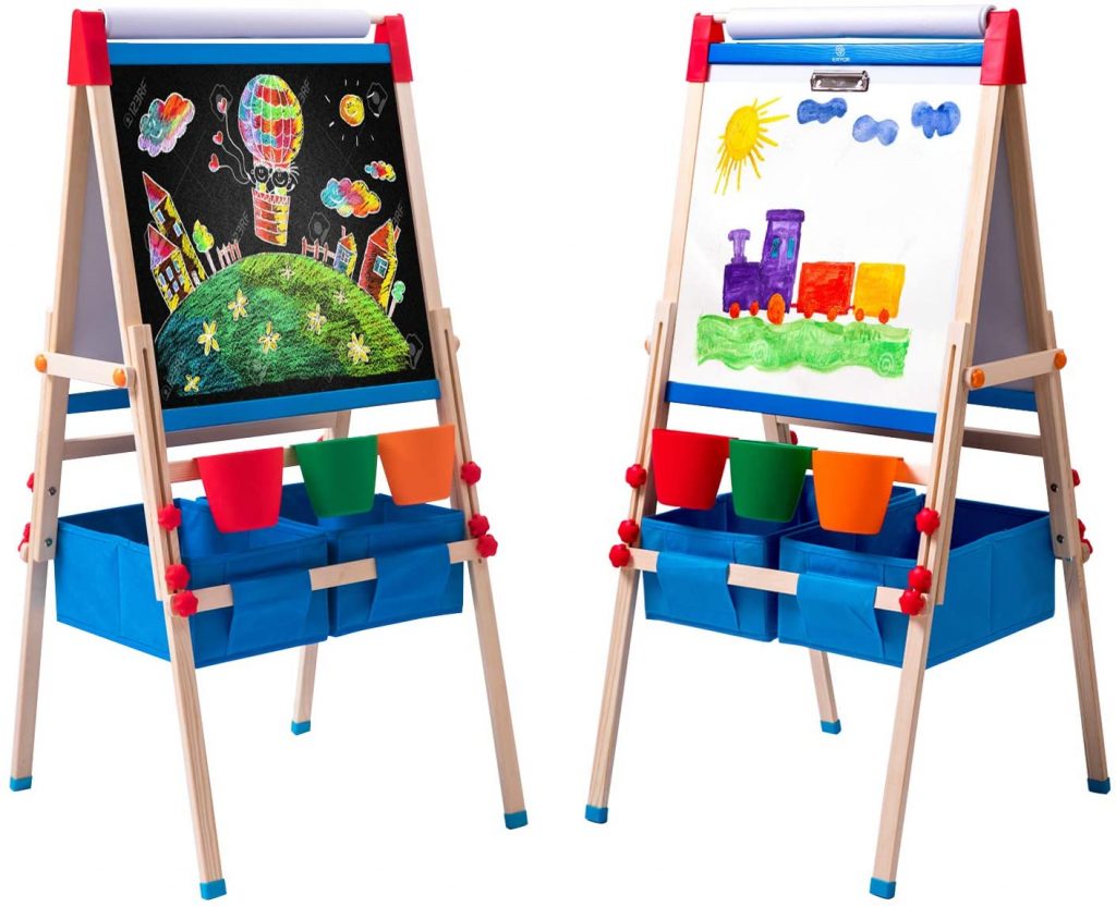 ERYOK Kid's Art Easel with Adjustable Double-sided Magnetic Board
