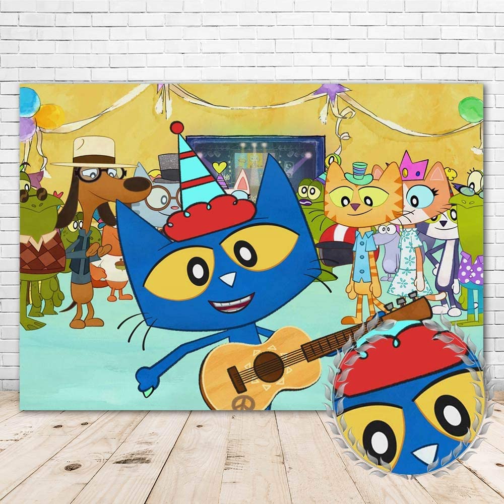 YouRan,Vinyl Pete The Cat Background for Birthday Party