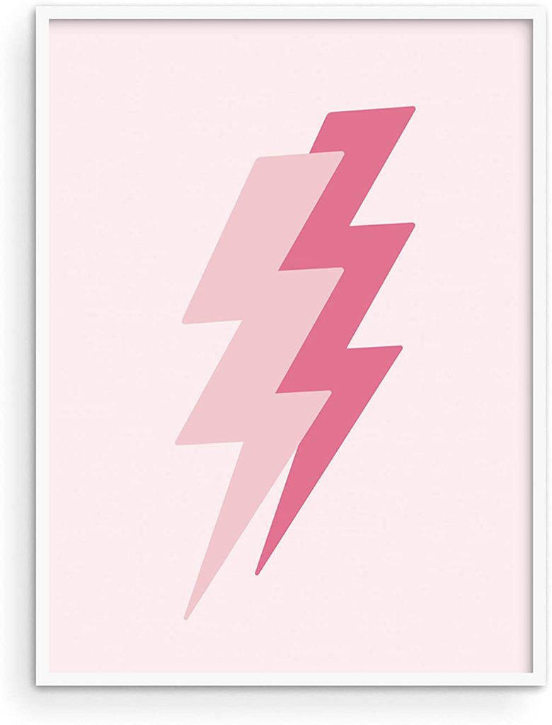 Duo Pink Lightning Poster for Trendy Pink Aesthetic Room Decor