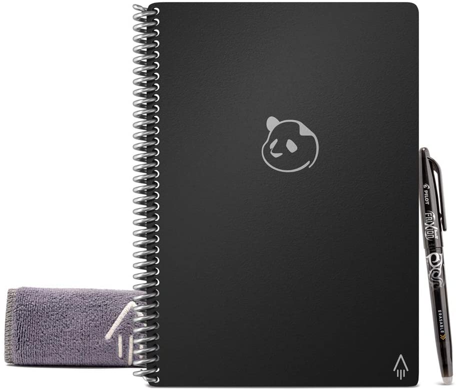 Rocketbook Panda Reusable Academic Daily Planner with 1 Pilot Frixion Pen & 1 Microfiber Cloth Included - Black Cover