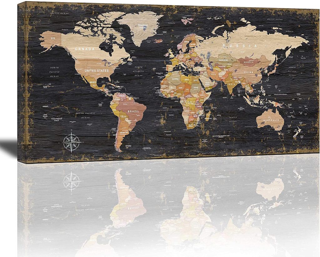 World Map Wall Art for Student Dorm Room