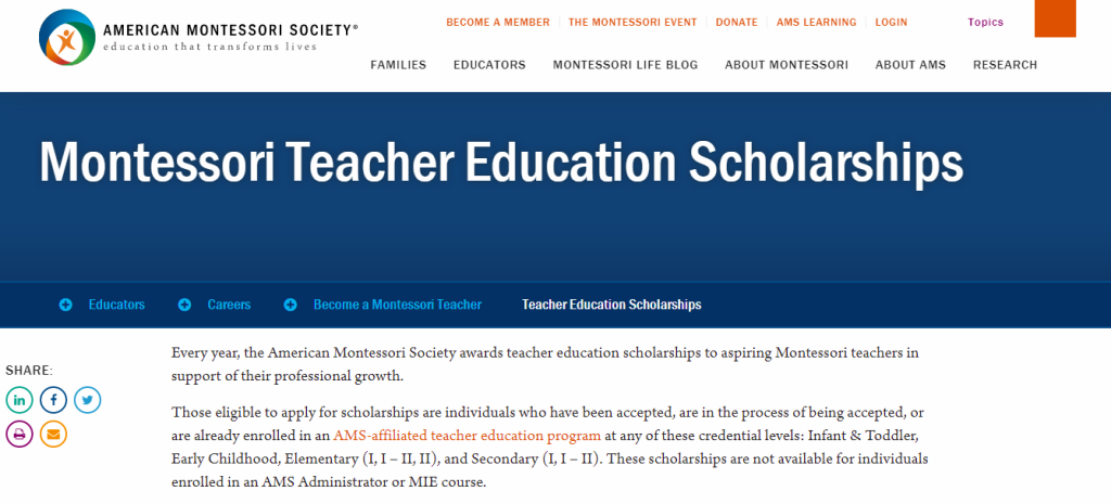 Montessori Teacher Education Scholarships