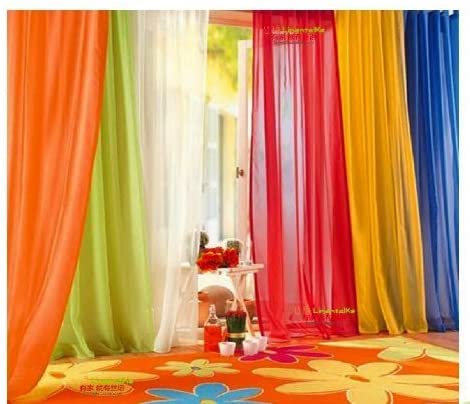 6 Piece Rainbow Sheer Window Panel Colorful Backdrop Bright Curtains Set