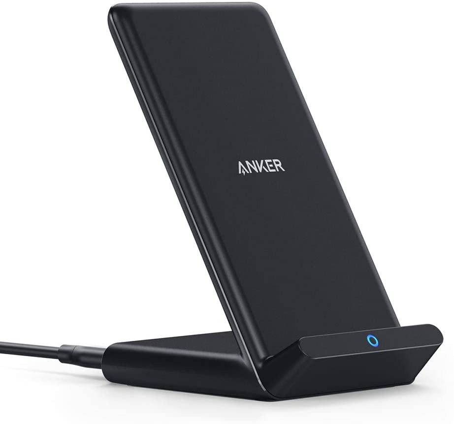 Anker Wireless Charger, 313 Wireless Charger (Stand), Qi-Certified for iPhone 12, 12 Pro Max, SE, 11, 11 Pro, 11 Pro Max, XR, XS Max, 10W Fast-Charging Galaxy S20, S10 (No AC Adapter)