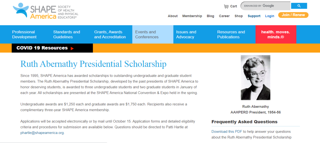 Ruth Abernathy Presidential Undergraduate and Graduate Scholarship